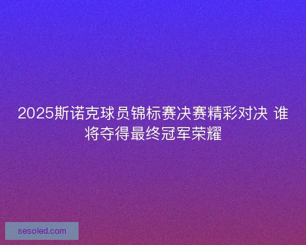 2025斯诺克球员锦标赛决赛精彩对决 谁将夺得最终冠军荣耀