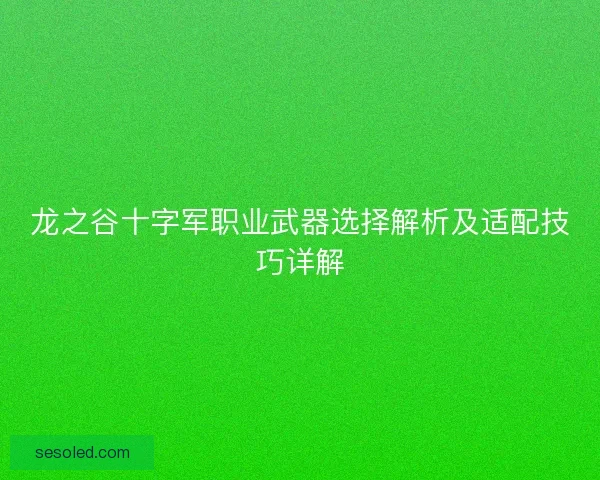 龙之谷十字军职业武器选择解析及适配技巧详解