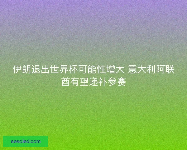 伊朗退出世界杯可能性增大 意大利阿联酋有望递补参赛