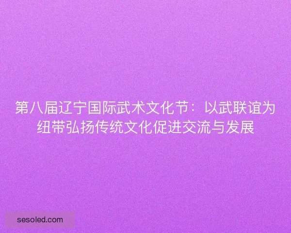 第八届辽宁国际武术文化节：以武联谊为纽带弘扬传统文化促进交流与发展